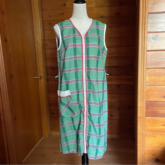 Vintage 70s Komar Zip Front House Dress Robe Sz Medium Pockets House Coat - Picture 8 of 11